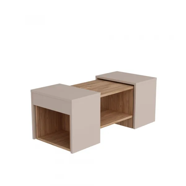 Súprava konferenčných stolíkov Sartos - Atlantic Pine, Beige