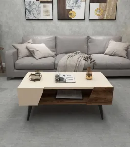 Konferenčný stolík Aren - Beige, Light Walnut
