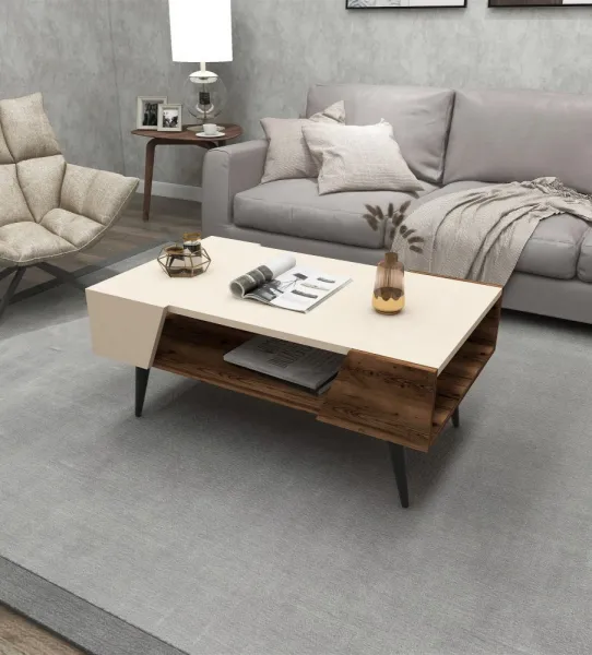 Konferenčný stolík Aren - Beige, Light Walnut
