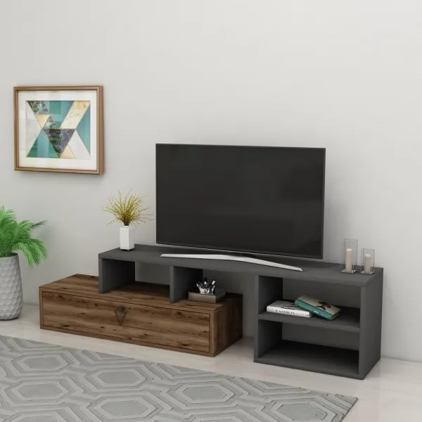 TV stolík Duru - Light Walnut, Anthracite