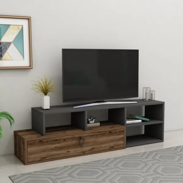 TV stolík Duru - Light Walnut, Anthracite