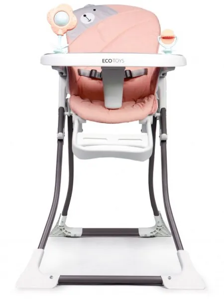 ECOTOYS Detská jedálenská stolička Teddy bielo-ružová