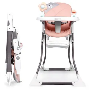 ECOTOYS Detská jedálenská stolička Teddy bielo-ružová