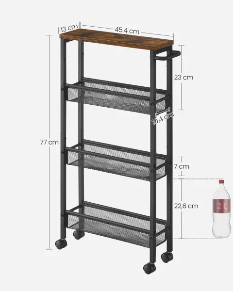 SONGMICS Pojazdný kuchynský vozík Vasagle Compi 77 cm čierny/hnedý
