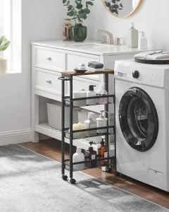 SONGMICS Pojazdný kuchynský vozík Vasagle Compi 77 cm čierny/hnedý