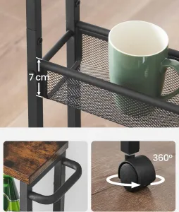 SONGMICS Pojazdný kuchynský vozík Vasagle Compi 77 cm čierny/hnedý