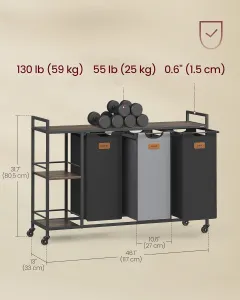 SONGMICS Kôš na bielizeň Vasagle Asas 150 l čierny/šedý/hnedý