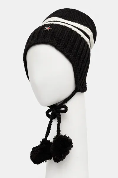 Čiapka s prímesou vlny Tommy Jeans čierna farba, AW0AW18311