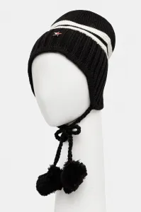 Čiapka s prímesou vlny Tommy Jeans čierna farba, AW0AW18311
