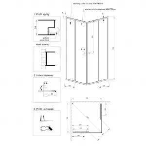 INVENA - Sprchovací kút štvorec PARLA, profil: chróm, sklo frosted 90x90 AK-48-191-O