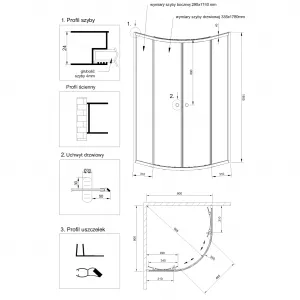 INVENA - Sprchovací kút štvrťkruh VITORIA, profil: chróm, sklo číre 80x80cm AK-49-185-O