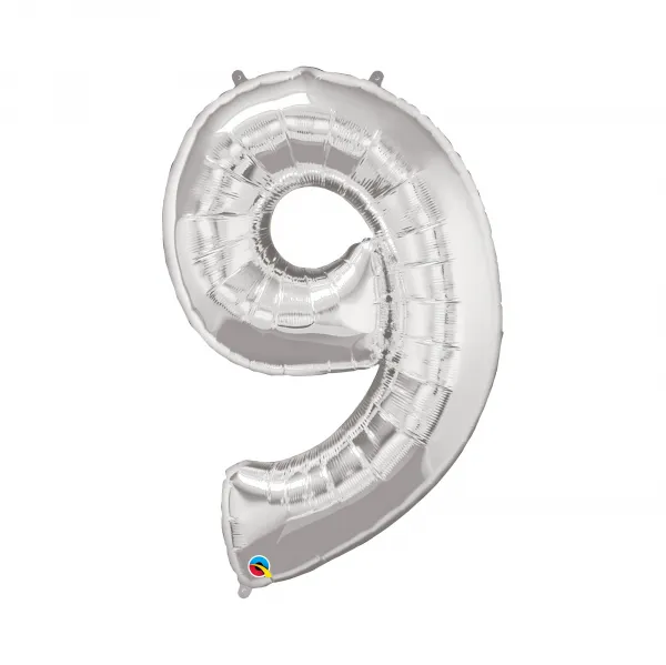 Fóliový balónik 92 cm strieborný číslo 9 ALBI