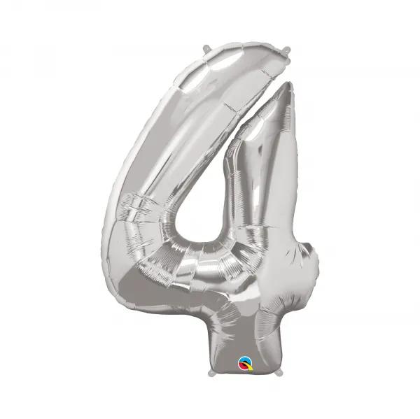 Fóliový balónik 92 cm strieborný číslo 4 ALBI