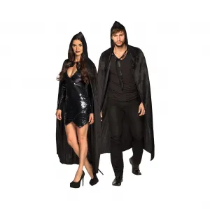 Plášť čierny s kapucňou 165 cm