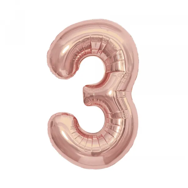 Balónik fóliový 85 cm rose gold číslo 3 ALBI