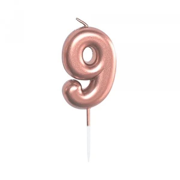 Sviečka tortová rose gold 5 cm číslo 9 ALBI