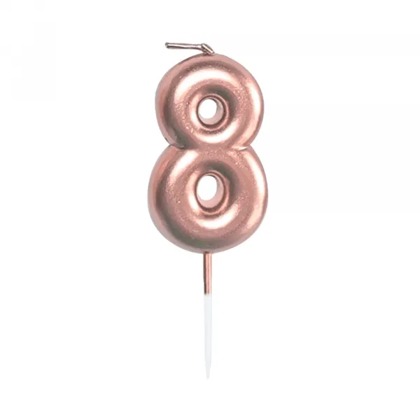 Sviečka tortová rose gold 5 cm číslo 8 ALBI
