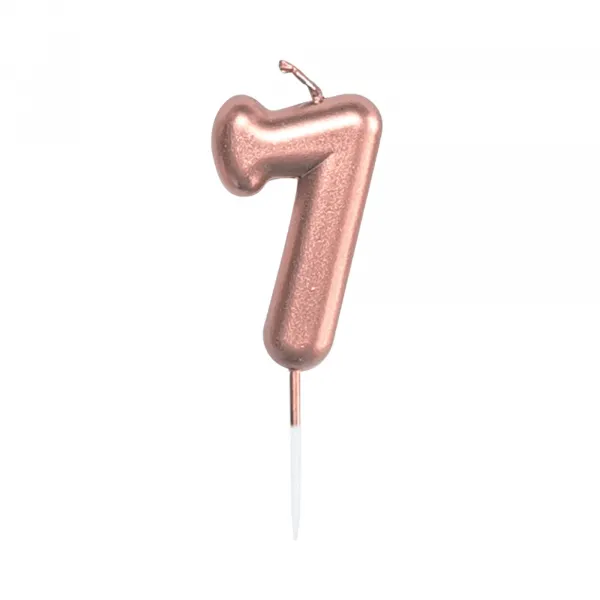 Sviečka tortová rose gold 5 cm číslo 7 ALBI