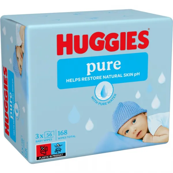 Huggies Pure čistiace utierky 3x56 ks