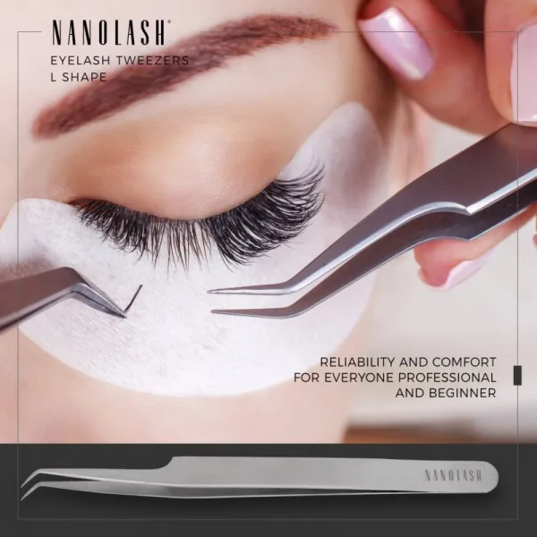 Nanolash Eyelash Tweezers L Shape pomôcka pre aplikáciu umelých mihalnic 1 ks
