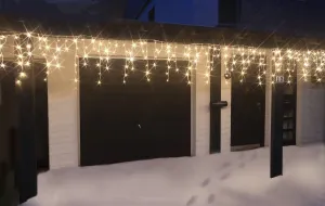 Vianočné vonkajšie svietielka, 500LED, 23m, cencúle, FLASH, teplá biela