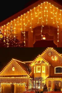 Vianočné vonkajšie svietielka, 500LED, 23m, cencúle, FLASH, teplá biela