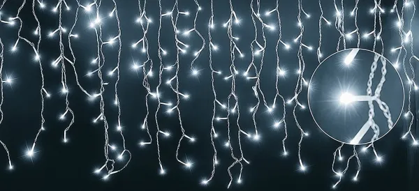 Vianočné vonkajšie svietielka, 500LED, 23m, cencúle, FLASH, STUDENÁ biela