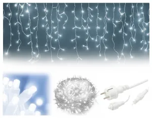Vianočné vonkajšie svietielka, 500LED, 23m, cencúle, FLASH, STUDENÁ biela