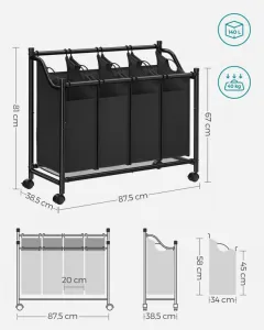 SONGMICS kôš na bielizeň 4×35 l, čierny