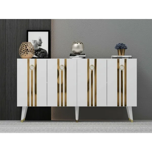 Konzolový stolík Isil - White, Gold