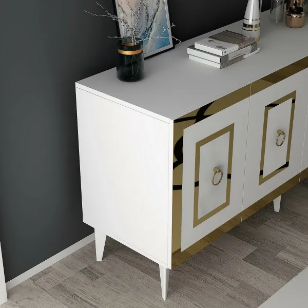 Konzolový stolík Karya - White, Gold