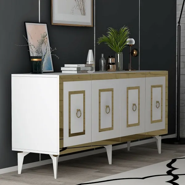 Konzolový stolík Karya - White, Gold