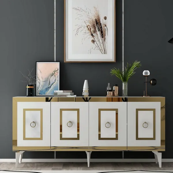 Konzolový stolík Karya - White, Gold