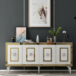 Konzolový stolík Karya - White, Gold