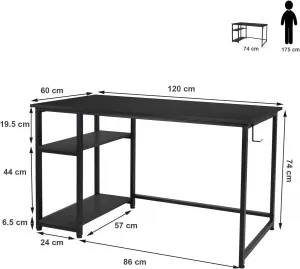 SONGMICS Psací stůl Vasagle Ebeny 120 cm černý