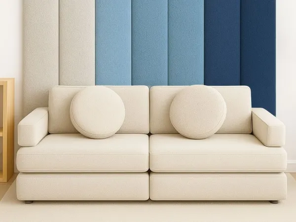 Zaoblený čalúnený panel za stenu BÚCLÉ Zvoľte farbu: Hnedá, Zvoľte rozmer: 20x90 cm, Uchytenie na stenu: So samolepiacim suchým zipsom