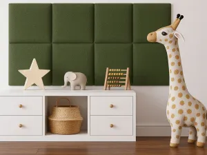 Štvorcové čalúnené panely na stenu BÚCLÉ Zvoľte farbu: Hnedá, Zvoľte rozmer: 30x30 cm, Uchytenie na stenu: So samolepiacim suchým zipsom