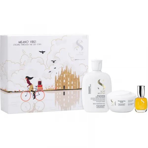 Alfaparf Milano Semi di Lino Diamond Holiday Kit darčeková sada na lesk a hebkosť vlasov