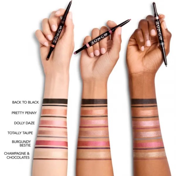 Buxom FLIP SIDE DUAL-ENDED EYELINER & SHADOW krémové očné tiene a linky v ceruzke odtieň Totally Taupe 0.78 g