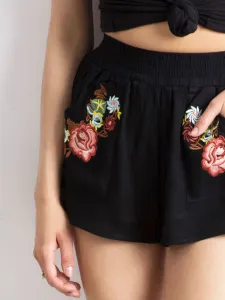Black shorts with embroidery