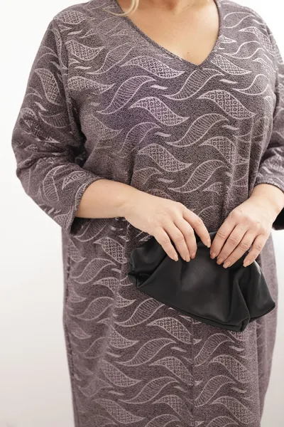 Kesi Dámska šaty z žoržetu Plus Size s dekoltom V fango