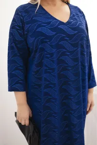 Kesi Dámska sukňa z žoržetu Plus Size s výstrihom V modrá