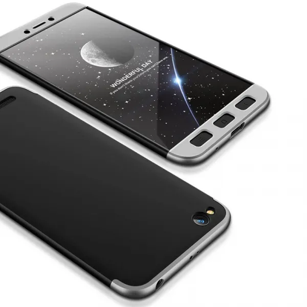360° Ochranný obal Xiaomi Redmi Note 5A čierny (strieborný)