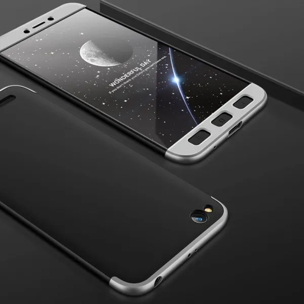 360° Ochranný obal Xiaomi Redmi Note 5A čierny (strieborný)