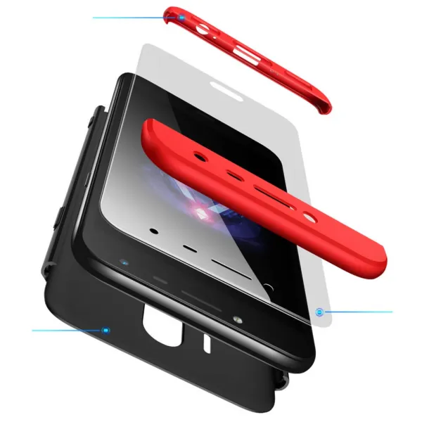 360° Ochranný obal Samsung Galaxy J4 (J400) čierny (červený)