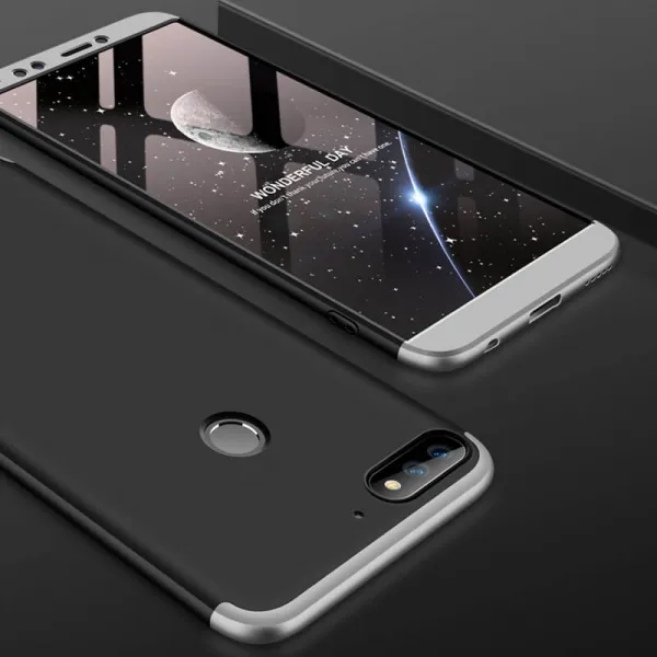 360° Ochranný obal Huawei Y7 Prime 2018 čierny (strieborný)