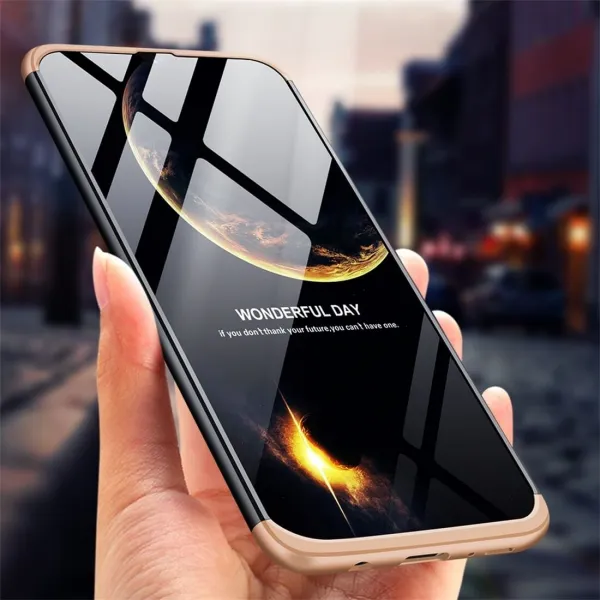 360° Ochranný obal Samsung Galaxy A30 čierny-zlatý