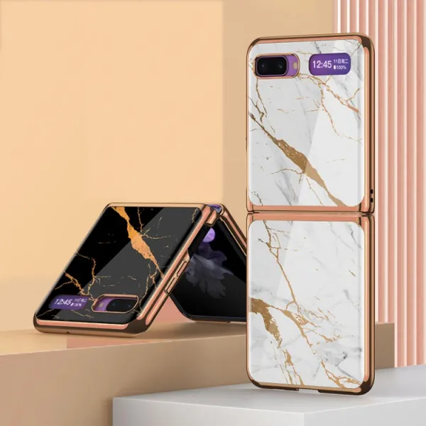 GKK GLASS Ochranný kryt Samsung Galaxy Z Flip WHITE MARBLE
