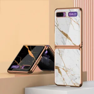 GKK GLASS Ochranný kryt Samsung Galaxy Z Flip WHITE MARBLE