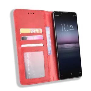 BUSINESS Peňaženkový kryt Sony Xperia 1 II červený